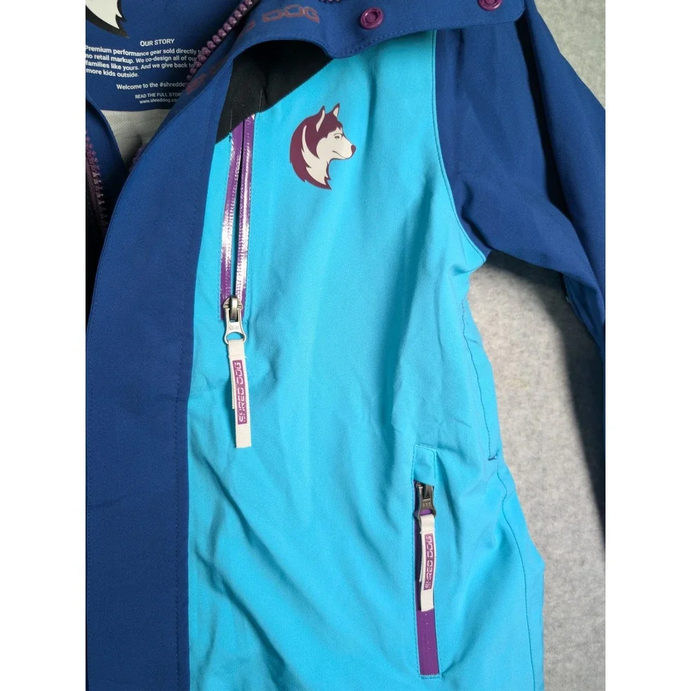 Shred Dog Kids Elevated‎ Hardshell Ski Jacket Size 10 Blue Outdoor Performance